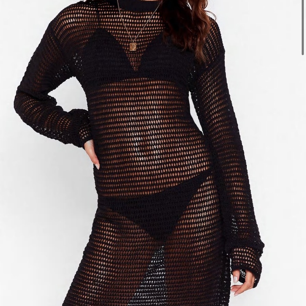 Nasty Gal Crochet Cover Up Mini Dress